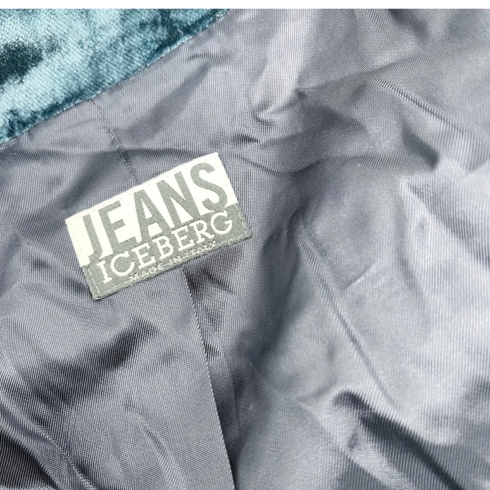 Iceberg Jeans Vintage Y2K Blue Velvet Velour Suit Blazer Pant Set 29 40 Italy - Picture 10 of 16